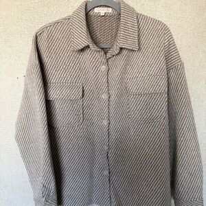 Cloud Ten Taupe Herringbone Shacket